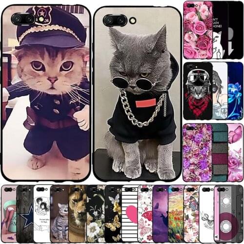 For Huawei Honor 10 Case For Huawei Honor 10 Phone Cover Silicon Soft TPU Coque Capa Bumper 5.84" Cat Cute Case Protective Etui
