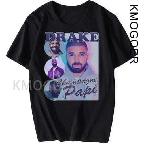 Drake Champagne Men T Shirt New Summer Hip Hop Shirts Camisetas Hombre Streetwear Cotton Short Sleeve T-Shirt Black T-shirts Man