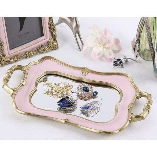 European retro old palace wind tray carved mirror tray dessert pastry dessert plate