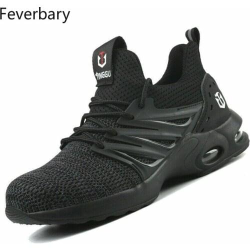 Feverbary Men Safety Shoes Women Anti-puncture Indestructible Steel Toe Lightweight Work Boots Fashion Sport Shoes