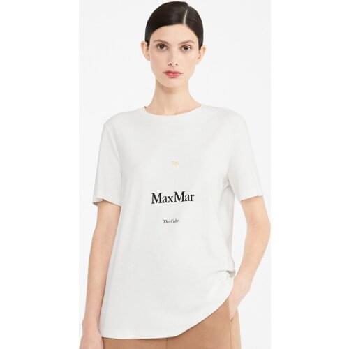 Spring Summer Women Sim Fashion Brand Cotton Letter Print T-Shirt White Loose Ladies Casual Top Female High Street Tees ML010