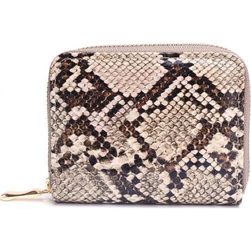 KANDRA Snake Skin Pattern Print Short Wallets Fashion Women Zipper Small Card Holder Wallet Clutch Ladies Coin Purses Gift
