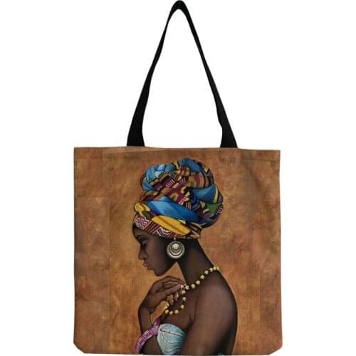 Pretty Brown Shoulder Bag Afro Female Printed Handbags Fashion Tote Bag Portable Beach Bag High Capacity Shopping Storage Bag
