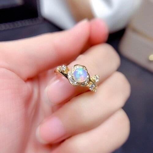 Beautiful natural opal gemstone ring for women real 925 silver fireworks color natural gem birthday party gift l 7*9mm size oval