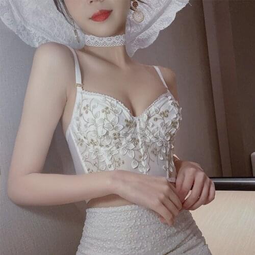 Embroidered lace lingerie steel plastic bra with panties push up underwear bra lady sexy cute bralette pants sets outside wear