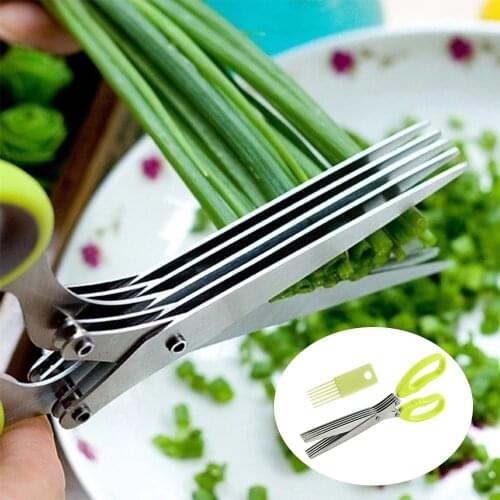 15cm Minced 5 Layers Basil Rosemary Kitchen Scissor Shredded Chopped Scallion Cutter Herb Laver Spices Cook Tool Cut 2021 Hot