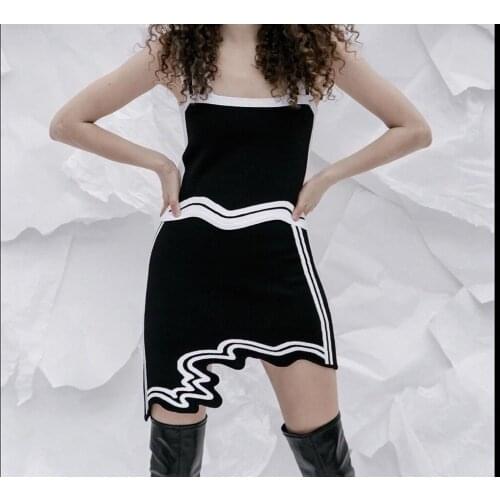 Summer Trend Sexy Women Suit knitted Sleeveless Vest Top With Hips Slim Fit Stretch Striped Mini Skirt Two-piece Set For Women