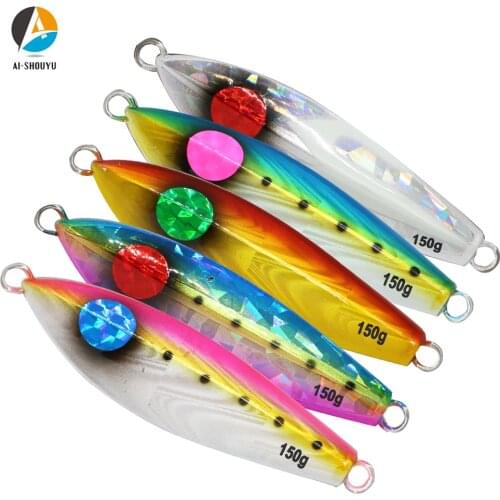 AI-SHOU Metal Spoon Lure Jig 150g/11cm Slow Jigging Lead Fish Sea Bass Fishing Lures Artificial Bait Lead Hard Minnow Lure