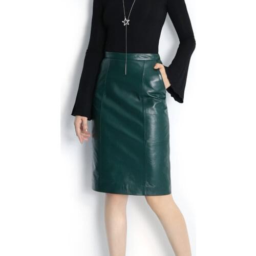 2020 Women Spring Genuine Real Sheep Leather Skirt E8