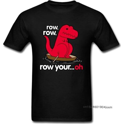 Comics T-shirt Men Funny Tshirt Row Your Boat T-Rex Blue Red T Shirt 2019 Summer Cartoon Print Clothing Funny Hipster Streetwear