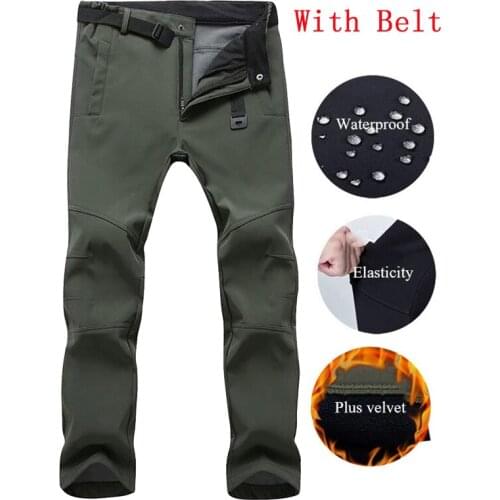 Men Women Thick Warm Fleece Softshell Pants Outdoor Fishing Camping Hiking Skiing Trousers Waterproof Windproof Sports Pants