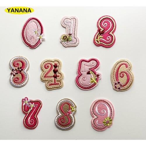 Number Embroidery Patches for T shirt Iron on Stripes Appliques Clothes Stickers Clothing Badges DIY clothing