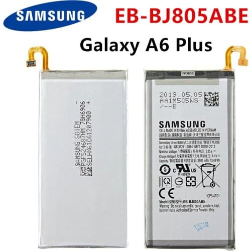 SAMSUNG Orginal EB-BJ805ABE 3500mAh Battery for Samsung Galaxy A6 Plus A6+ SM-A605F A605G A6050 A605K A605FN A605GN A6058