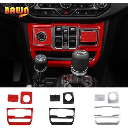 BAWA Car Window Button Control Panel Cover Cigarette lighter USB Socket Decoration Stickers for Jeep Wrangler JL 2018