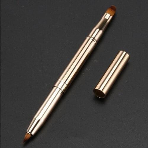 Pro Double-headed Makeup Brush Retractable Lip Brush Eye Liner Eyeshadow Foundation Brush Make Up Cosmetics Gold Adjusta