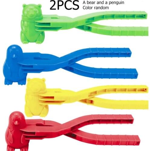 2pcs Plastic Snowball Sled Snowman Beach Clip Penguin Bear Making Model Toys Childrens Winter Outdoor Snow Playing Tools