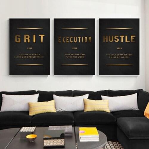 Modern Office Golden Letters Lnspirational Quotes Canvas Painting Posters Prints Wall Picture Nordic Living Room Home Decoration
