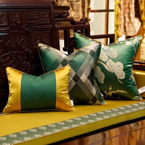 Light Luxury Blackish Green Cushion Cover High-grade New Chinese Style Throw Pillow Cases Home Sofa Living Room Decoration