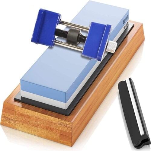Whetstone, Sharpening Stone Knife Sharpener Stone with Honing Guide, Wet Stones for Sharpening Knives 1000/6000