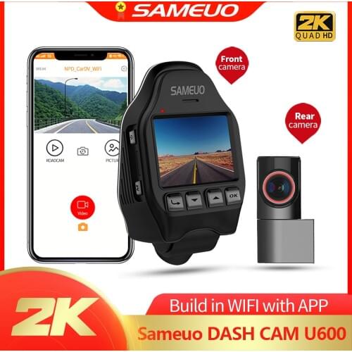 SAMEUO U600 2K QHD 1600P Car Dash Cam Super Night Vision DVR with 24H Parking Mode G-Sensor Wi-Fi Monitor Video Optional GPS