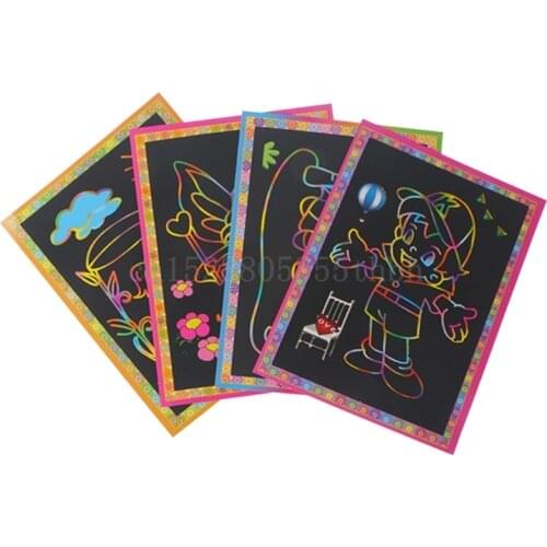 Magic Kids Rainbow Scratch Art Painting Book Scratching Paper Education handmade diy picture book child cartoon doodle draw pad