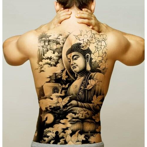 Full Back Temporary Tattoo Sticker Men Fake Tattoo Sticker Skull Lion Dragon Body Paint Waterproof Transfer Fake Tattoo for Boys