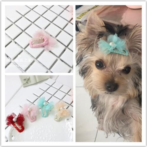Dog Grooming Clip Pet Dog HairLace Pendant Rabbit Ear Bow Hairpin 20pcs/lot