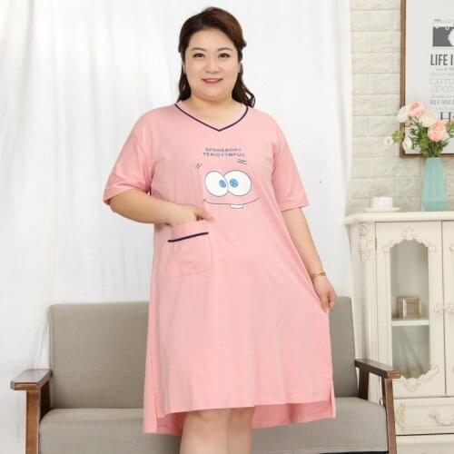 Plus size 4XL 5XL women nightgowns 100% cotton summer homewear For Fat MM Sexy sleepwear mom sleepdress underwear Can Fit 130KG