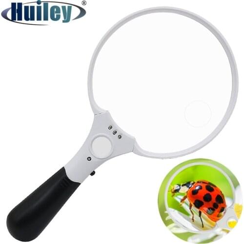 137mm LED Magnifying Glass Illuminated Handle Magnifier Large Size 2X 4X 25X Reading Collection Studying Nature Exploration