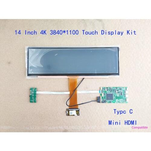 14 Inch LongStrip Display Case, Sub screen, Second Display, 4K Monitor 3840*1100 HDMI Compatibl IPS LCD Ultra Thin Aluminum Case