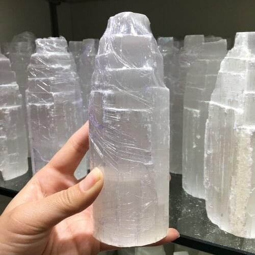 150mm SELENITE White Gypsum Skyscraper Castle Towers Gypsum Crystal Point 630g