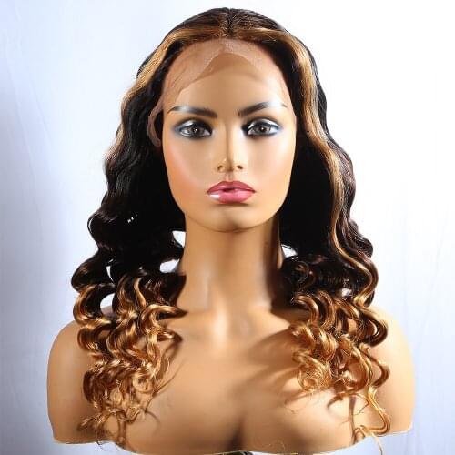 150% Density T Part Lace Front Wig Loose Wave Wigs for Black Women Ombre Color Human Hair Wigs Pre Plucked