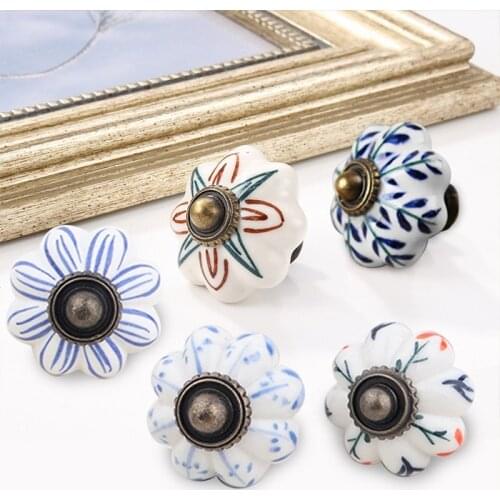 33mm Vintage Ceramic Door Knobs for Cabinet Drawer Closet Cupboard Wardrobe Furniture Hardware Door Kitchen Pull Handle