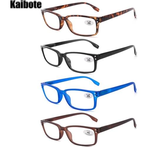 Kaibote Super Valued Pack 4 Pairs Classic Rectangular Reading Glasses for Men Women Reader Eyewear Presbyopic Eyeglasses Unisex
