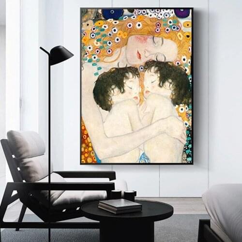 Abstract Mother and Two Children Wall Art Canvas Painting Nordic Posters and Prints Wall Pictures for Living Home Decoration