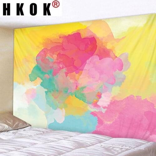 HKOK Watercolor Mandala Tapestry Hanging Covering Rugs Background Cloth Beach Mat Blanket Art Bedroom Living Room Home Decor