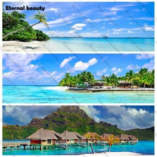 Waterfall Diamond Painting Natural Scenery Full Drill Rhinestone Embroidery Beach Landscape Mosaic Wall Picture Home Decoration