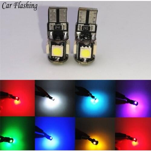 Car flahsing 20PCS Super bright T10 5050 Canbus Error Free Car Interior Lights W5W 194 168 5 SMD DC 12V Wedge Lamp Parking lamp