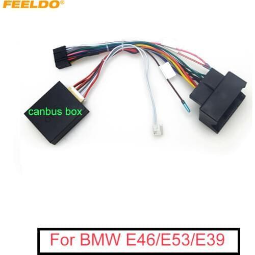 FEELDO Car 16Pin Power Wiring Harness Cable Adapter With Canbus For BMW E39(01-04)/E53(01-05) Install Stereo Aftermarket
