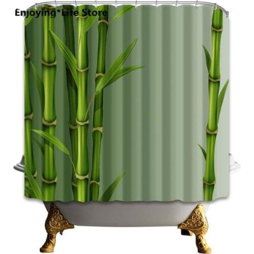 Bamboo Shower Curtain Waterproof Fabric Shower Curtain Bathroom Decoration 72 x 72 with 12 Hooks