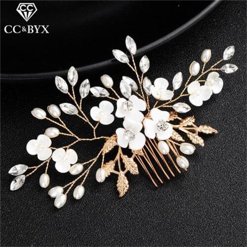 CC Wedding Jewelry Hair Combs Crown Pearl Engagement Accessories For Bridal Bridesmaids Acrylic Flower Leaf Shape Fine Diy hx252