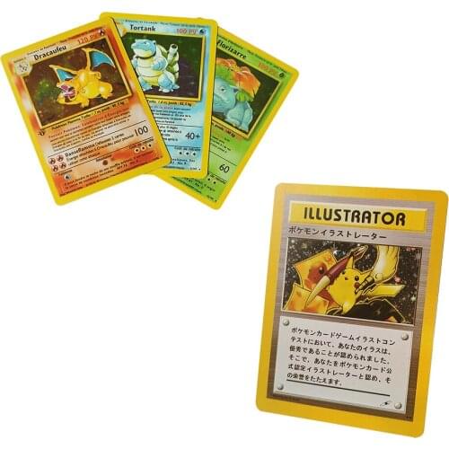 Pokemon Flash Card 1996 English French Pikachu Charizard Blastoise Bulbasaur Series Gift Childrens POKEMON CARD Toy