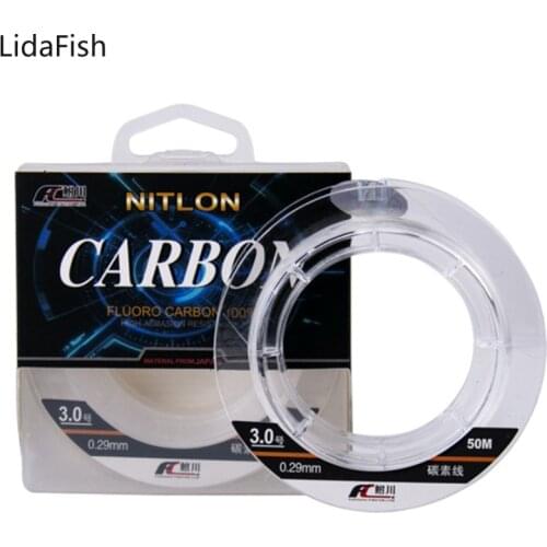 Lidafish 50M Fluorocarbon Fishing Line Japan Material Nylon Monofilament Fishing Line for Carp Fishing 1.44-16.1KG