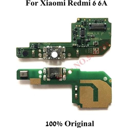 100% Original USB Charging Dock Port Flex cable For Xiaomi Redmi 6 6A Charger plug with Microphone mainboard connection cable
