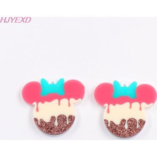 1pair) CH1079-40mm Mouse Head For Earrings Ice Cream Acrylic Jewelry Accessories
