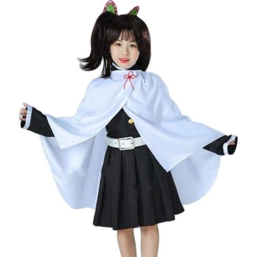 2021Anime Demon Slayer Cosplay Costume Kamado Tanjirou Kamado Nezuko Cloack Kimetsu no Yaiba Party Uniform Kimono Children