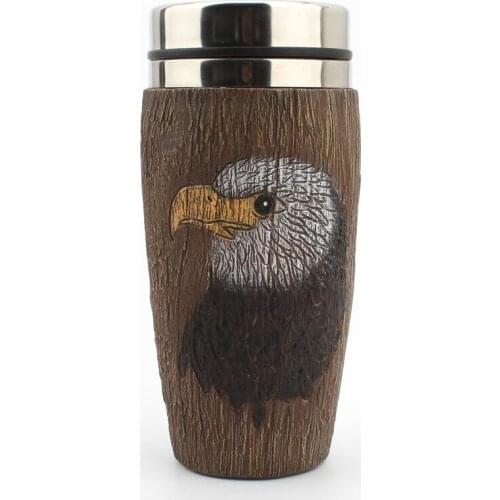 Creative Eagle Head Coffee Cup 304 Stainless Steel Water Cup Straight Car Coffee Cup with Lid Leakproof Accompanying Cup