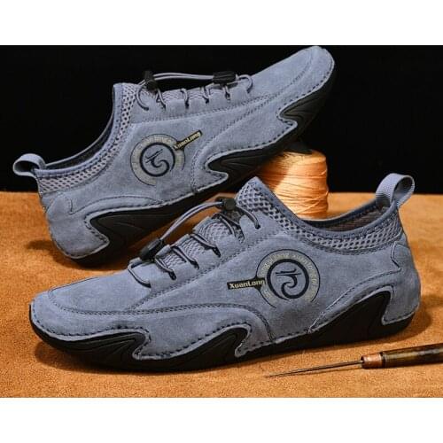 New Rope Buckle Mens Flat Loafers Soft Pigskin Leather Mens Outdoor Walking Driving Footwear Man Office Business Dress Shoes