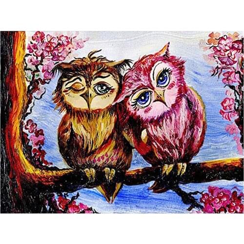 Cartoon Two Lover Owl Diamond Painting Round Square Full Drill Nouveaute DIY Mosaic Embroidery 5D Cross Stitch Animal Picture