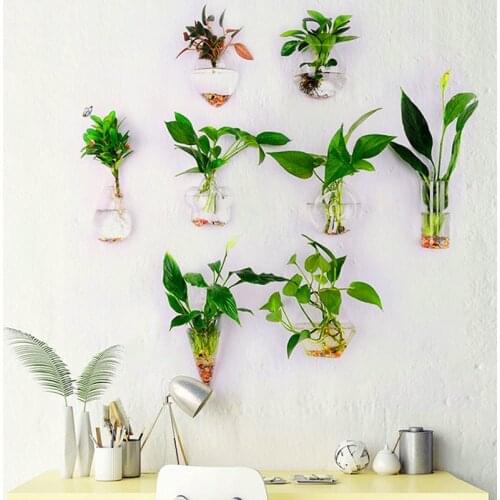 Wall Hanging Vase Flower Pot Transparent Glass Vase Garden Succulent Plant Planters Home Living Room Glass Hydroponic Vases
